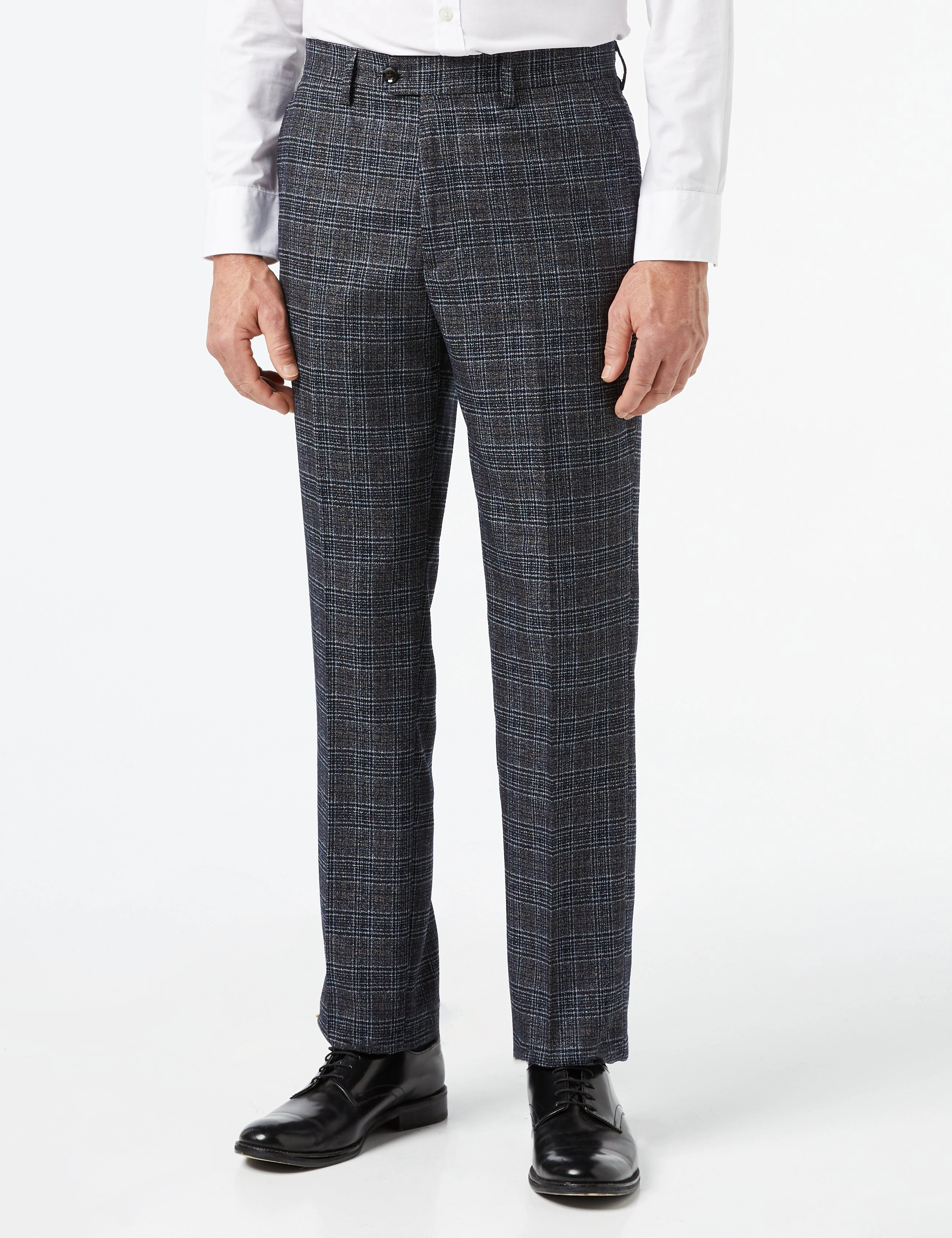 Abel: Elegantes pantalones de traje gris tweed, corte a medida, ¡impecables!